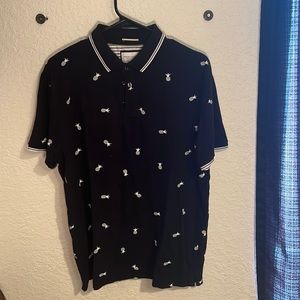 XL Denim & Flower pineapple print polo shirt